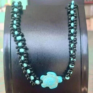 Handmade choker with turquoise turtle